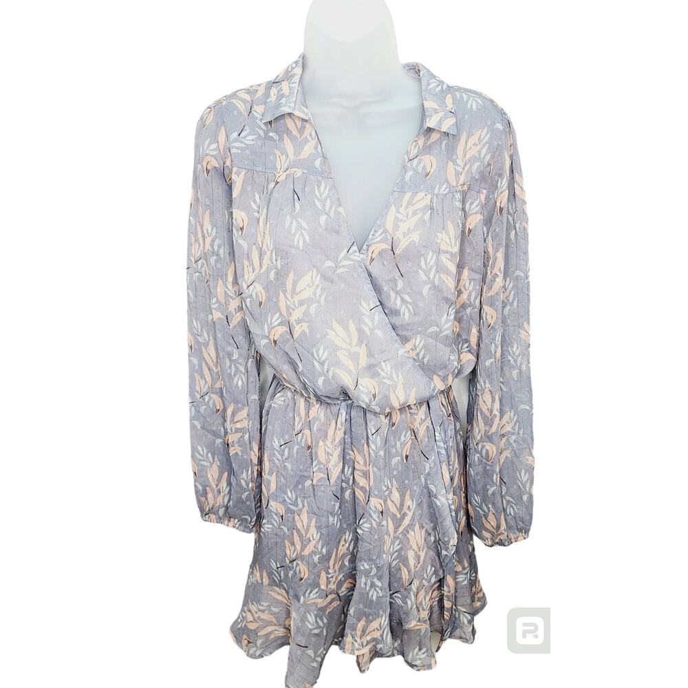 Womens Large Floral V Neck Dress Flowy Romantic Cottage Core Chic Soft Feminine